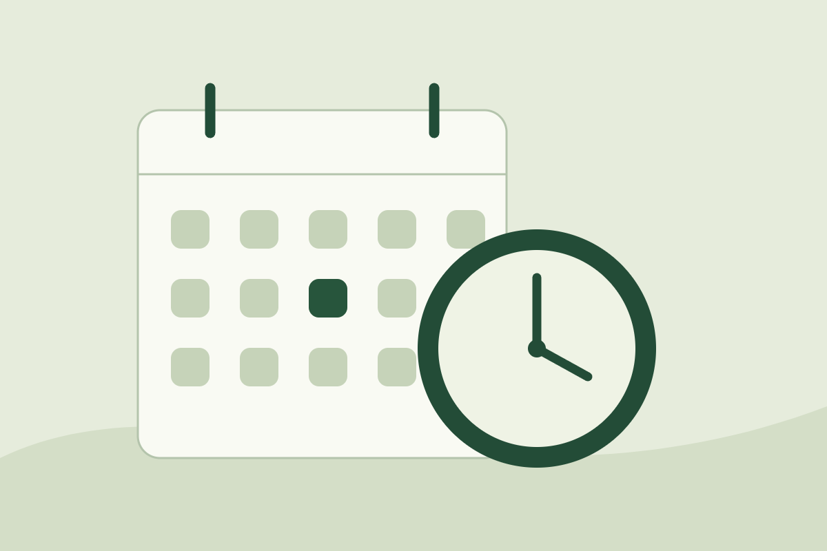 Calendar and clock illustration for choosing a weekly injection routine