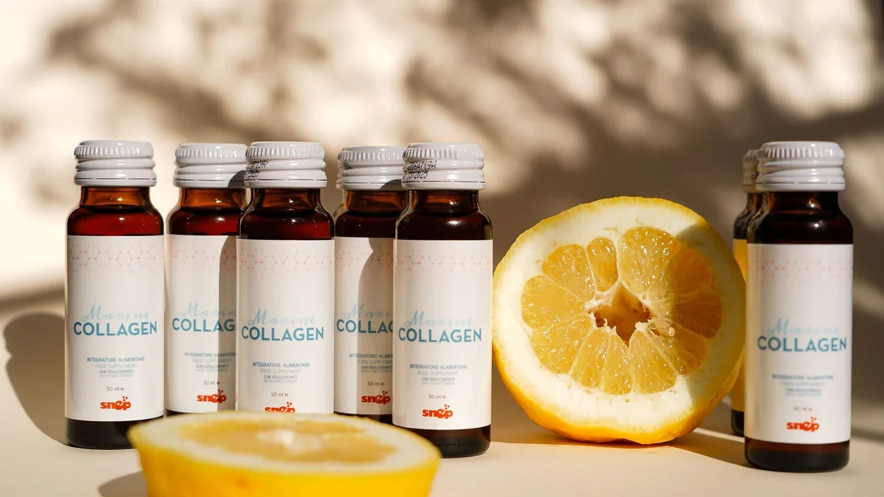 Bottles labelled as collagen products