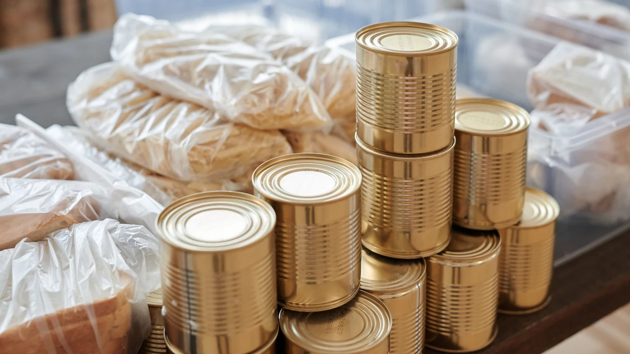 Canned food on display