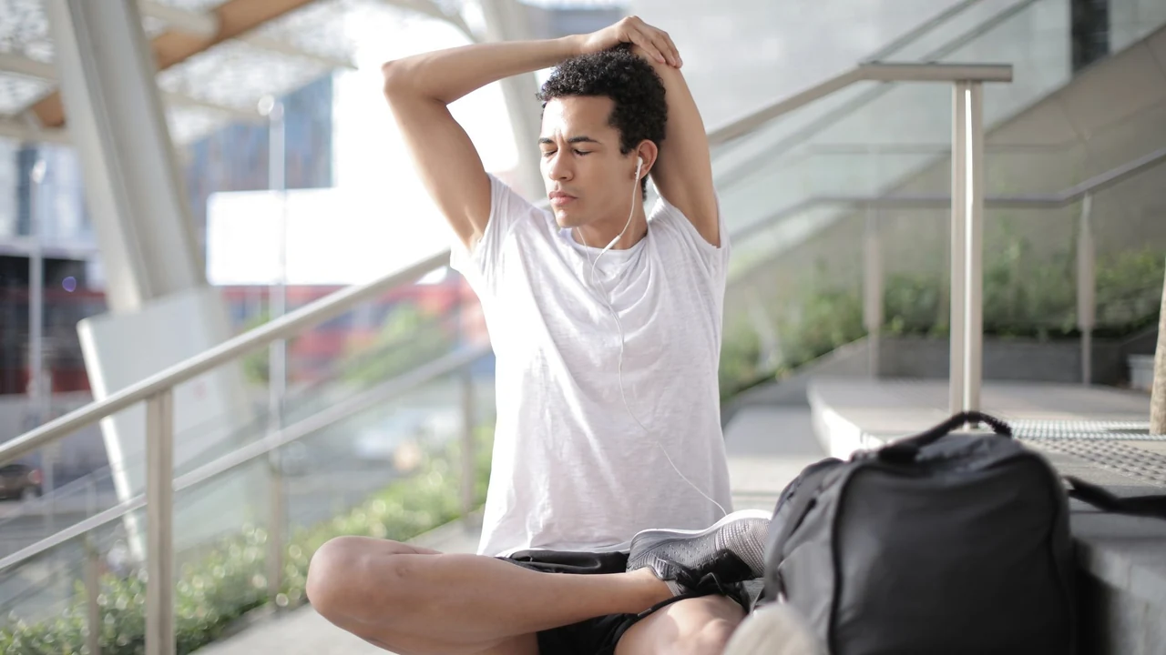 Man stretching his arm