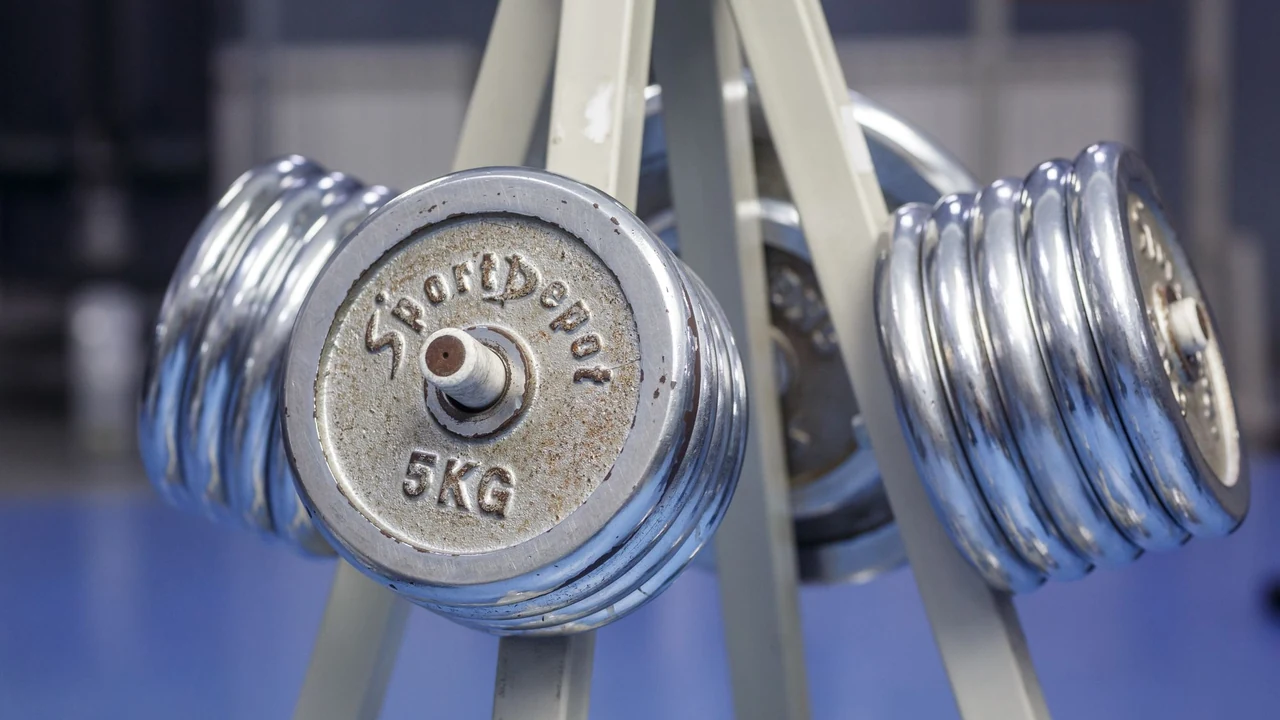 Metal weights in a gym