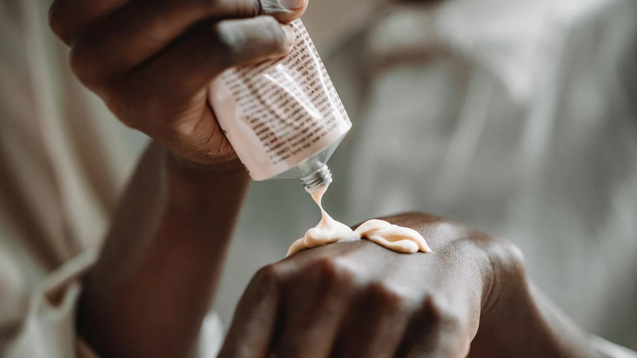 Lotion on a hand