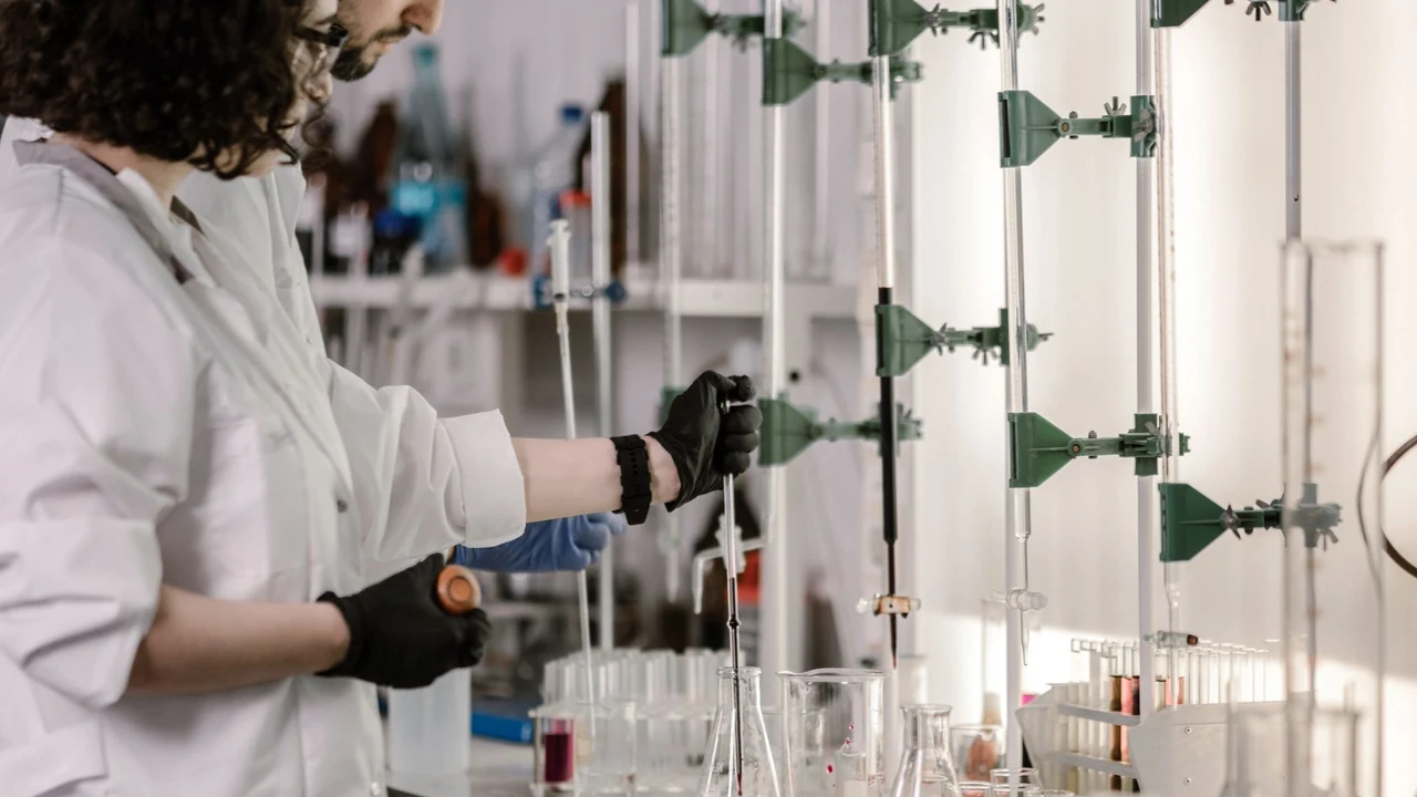 Glass burettes in a laboratory