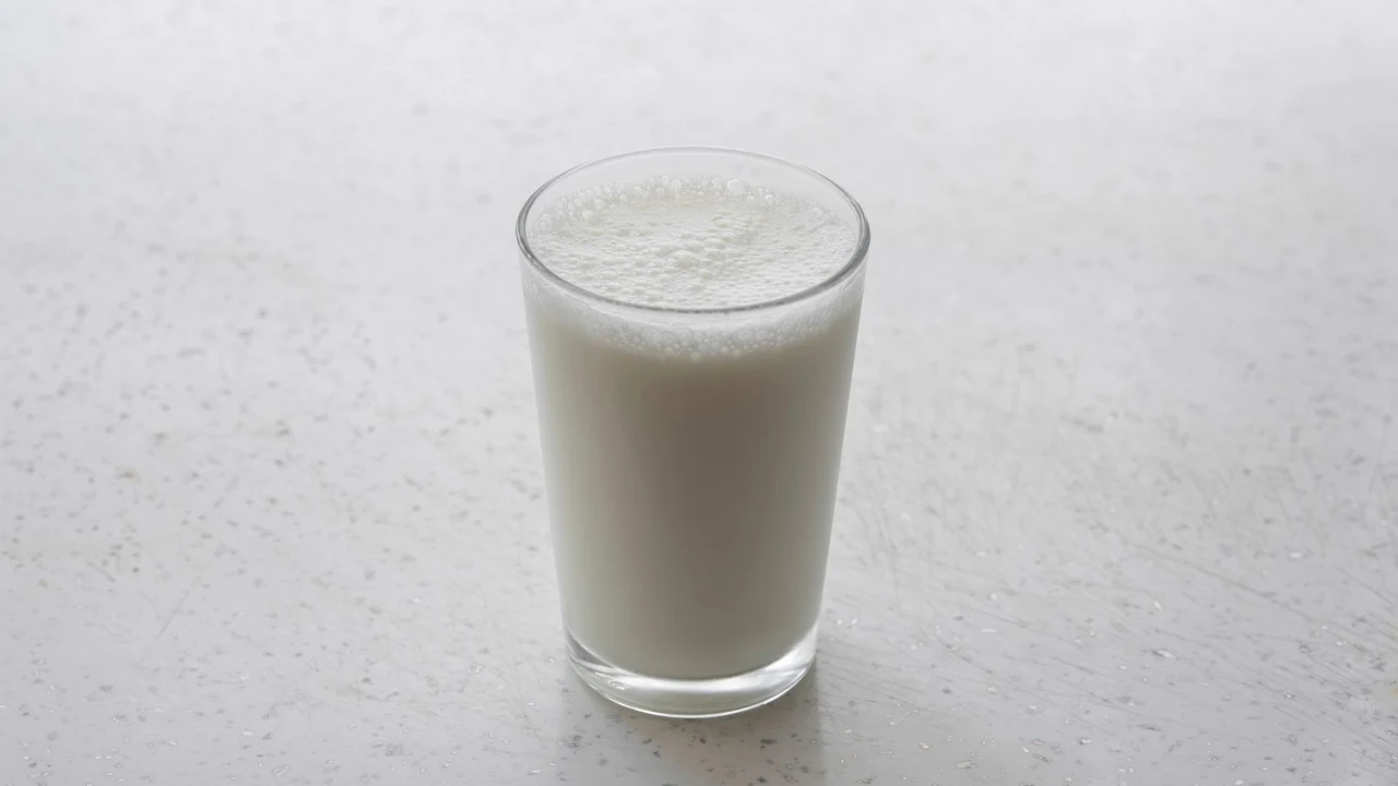Glass of milk on a surface
