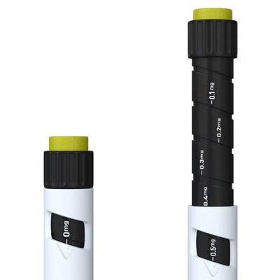 CJC + Ipamorelin 20mg dose dial with printed markings, close-up
